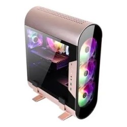 Caja Minitorre Gaming Abkoncore Aluminium Al300m Rose Gold Cristal Templado 3X120mm Sync A