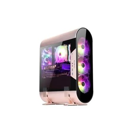 Caja Minitorre Gaming Abkoncore Aluminium Al300m Rose Gold Cristal Templado 3X120mm Sync A