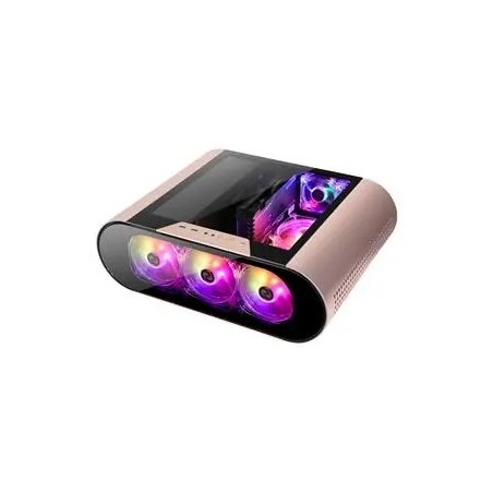 Caja Minitorre Gaming Abkoncore Aluminium Al300m Rose Gold Cristal Templado 3X120mm Sync A