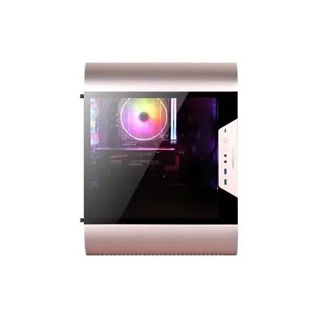 Caja Minitorre Gaming Abkoncore Aluminium Al300m Rose Gold Cristal Templado 3X120mm Sync A